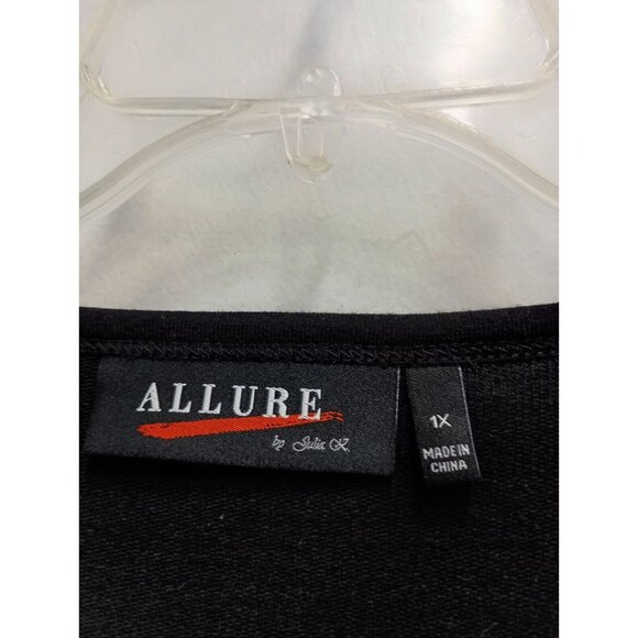 Vintage Y2K Allure Womens Tunic Top Size 1X Black Embellished Long sleeve Grunge - Picture 5 of 8